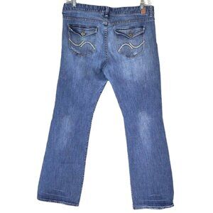 Maurices Premium Jeans Womens Size 13 / 14 Distressed Flare Stretch Blue Denim Y